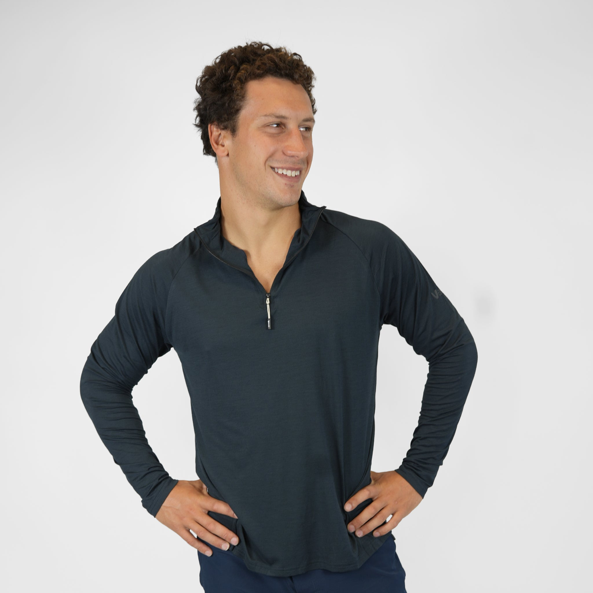 Image of UV Ocean Tech L/S Zip Top - Charcoal