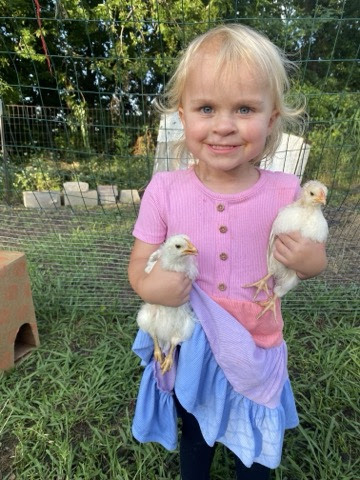 Livvy-with-her-Chickens