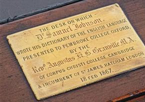 Photo of inscription on a the desk