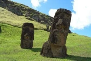 Hundreds of huge stone statues known as moai built by earlier residents are taken by some as evidence of a onetime much larger population.