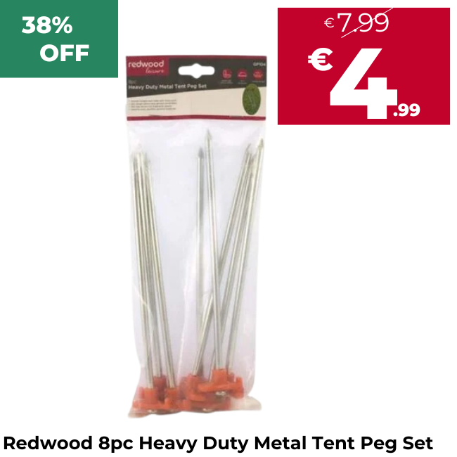 Redwood 8pc Heavy Duty Metal Tent Peg Set