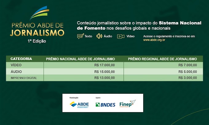 Vencedores do Prêmio ABDE de Jornalismo receberão entre R$3 e R$ 17 mil