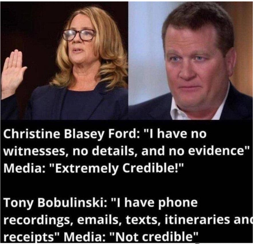 A comparison of the media reflection on Tony Bobulinski with Christine Ford.  Points out that today's media cannot be trusted.