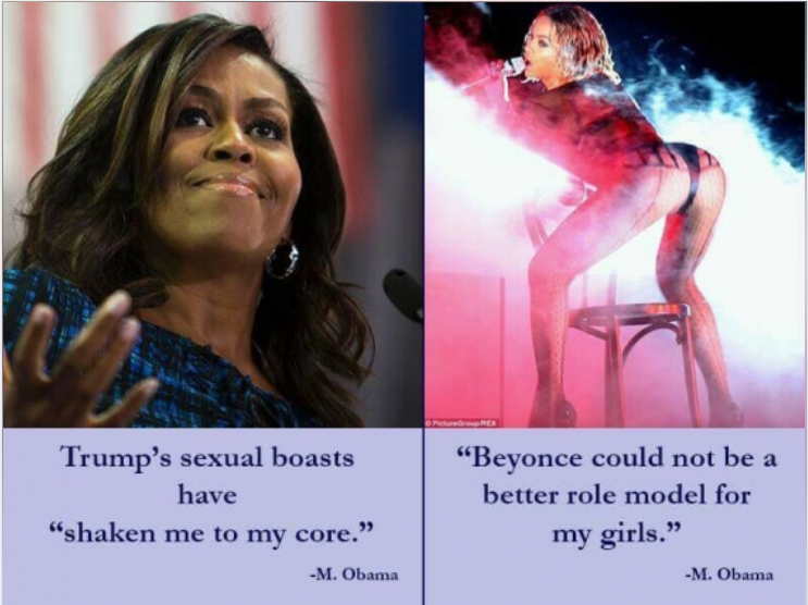Hypocrite Michelle Obama. Condemns Trump then shows she does not care.
