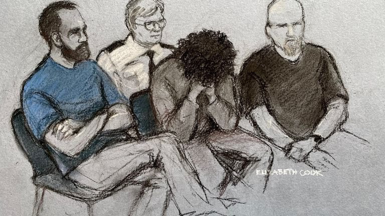 Axel Rudakubana covering his face as he appeared in the dock at Liverpool Crown Court.
Pic: PA