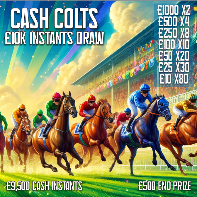 Image of CASH COLTS £10,000 CASH DRAW £9,500 OF INSTANTS PLUS £500 END PRIZE!