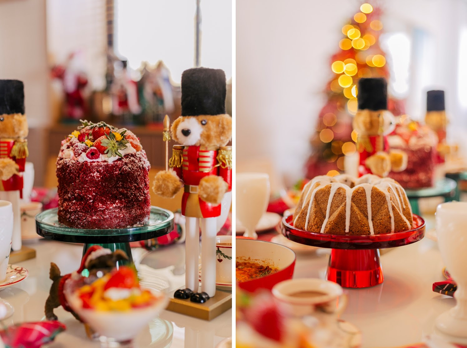 Para trazer um charme especial à mesa, os cake stands da By Poli são ideais para servir o panetone ou um bolo de reis / Produção da mesa - La Table de Giselle / Divulgação