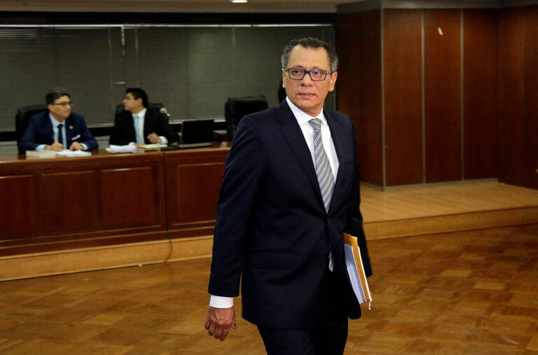 Jorge Glas, exvicepresidente de Ecuador, en Quito, la capital, en 2018