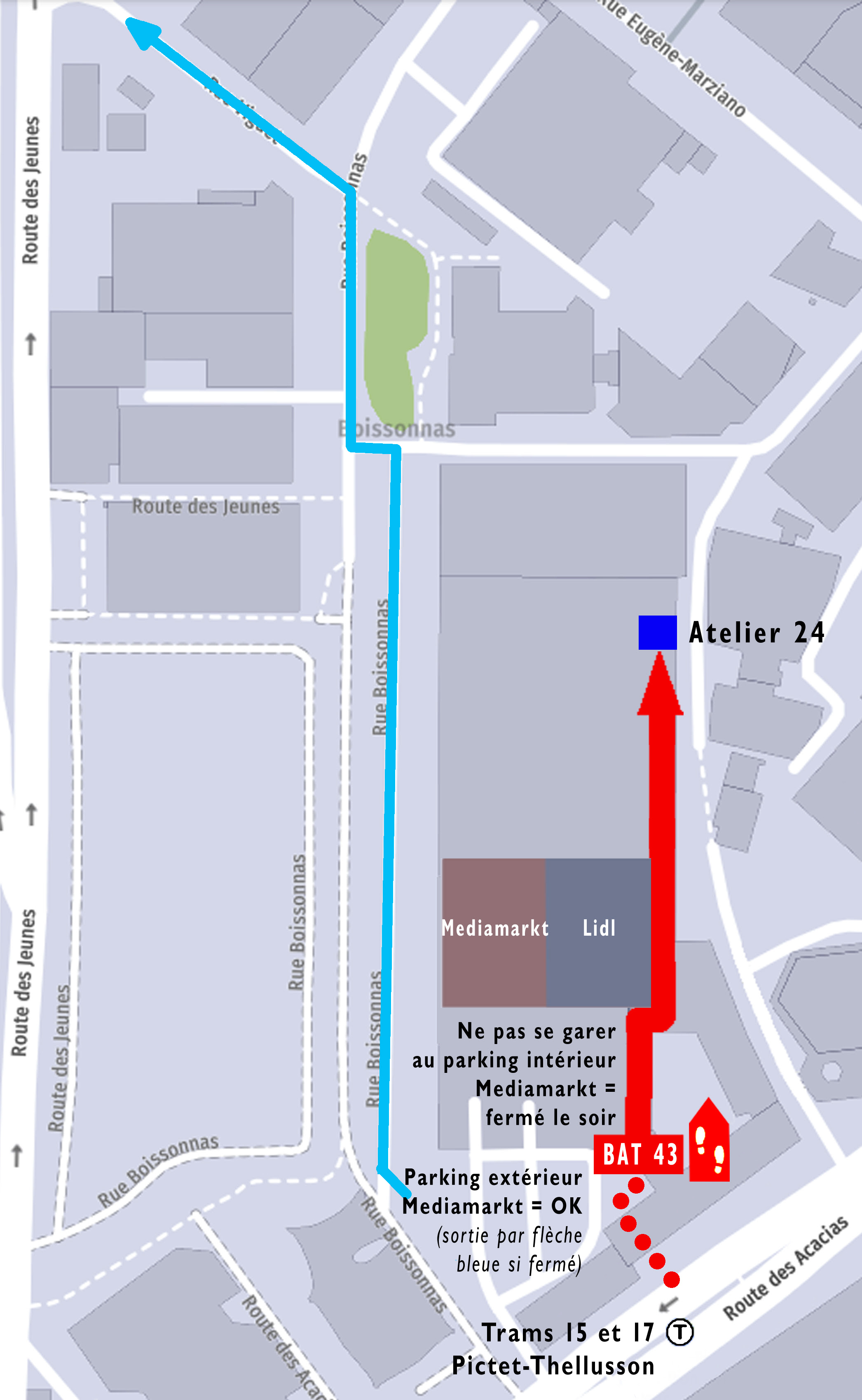 Plan d'accès 43 rte des Acacias