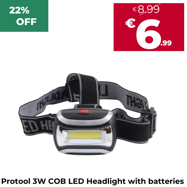 Protool 3W COB LED Headlight with batteries