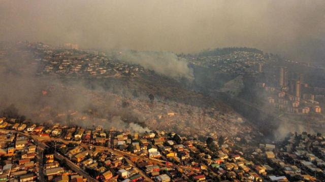 Casas queimadas na região de Valparaíso