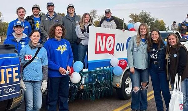 Opponents rally against South Dakota&#x27;s Amendment G, a November 2024 ballot measure that would codify the Supreme Court&#x27;s 1973 Roe v. Wade decision into the state constitution. (Photo courtesy Life Defense Fund)