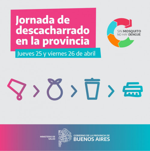 Salud realizará nuevas jornadas de descacharrado intensivo en municipios. Jueves 25 y viernes 26 de abril Salud realizará nuevas jornadas de descacharrado intensivo en municipios. Jueves 25 y viernes 26 de abril