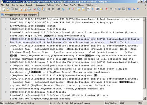 Keylogger software example