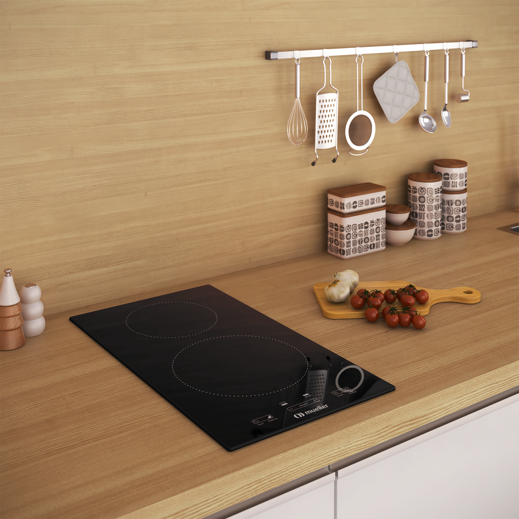 Ideal para espaços compactos, o Cooktop de Indução Mueller conta com apenas duas bocas e traz um toque de modernidade e alta funcionalidade para a cozinha. | Foto: Divulgação Mueller