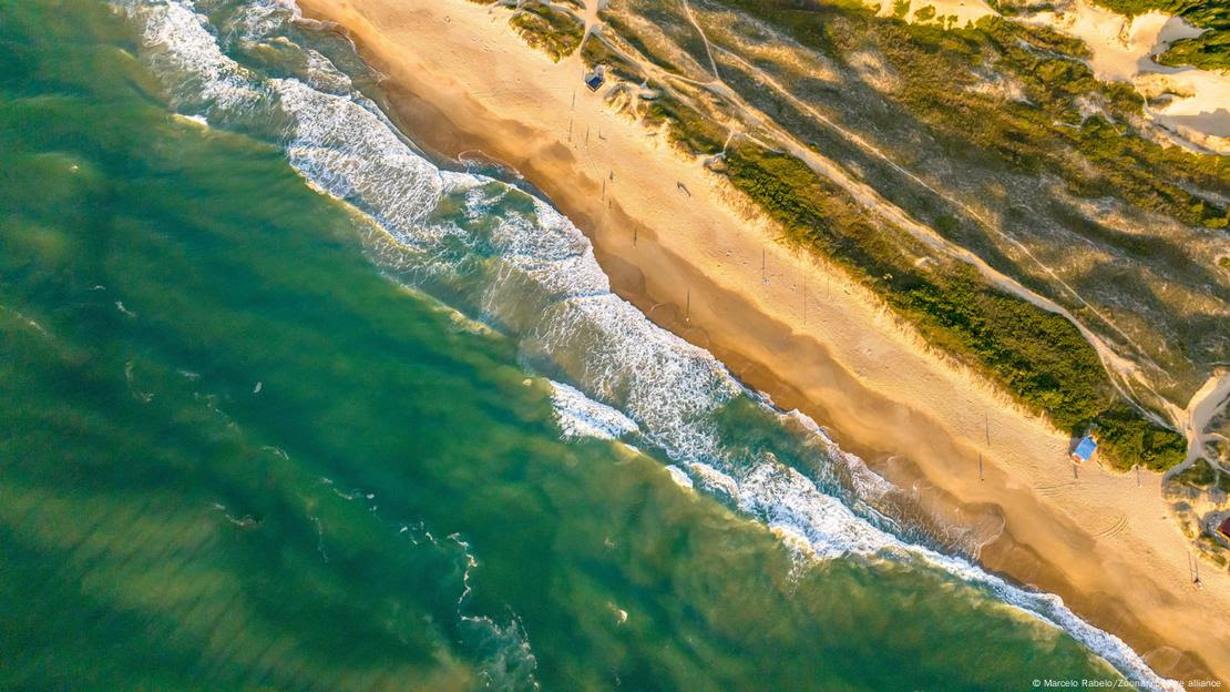 Vista aérea de praia em Florianópolis