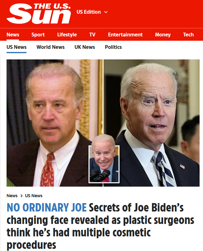 Clipping from SUn Newspeper showin various Biden "looks."