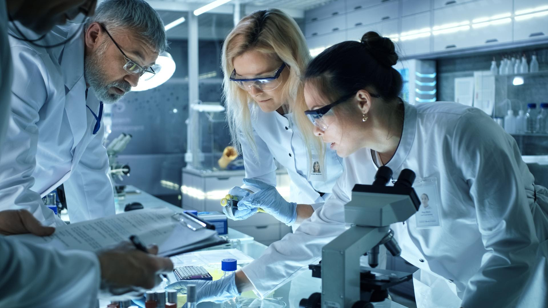 researchers working in a lab