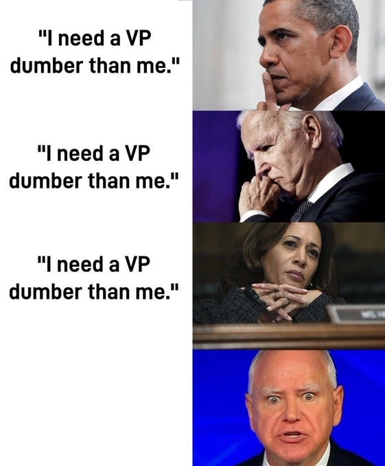 Funny meme showing dumber and dumber VP picks over time.