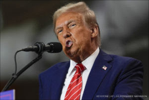 Republican presidential nominee former President Donald Trump speaks during a campaign rally at Rocky Mount Event Center, Wednesday, Oct. 30, 2024, in Rocky Mount, N.C.