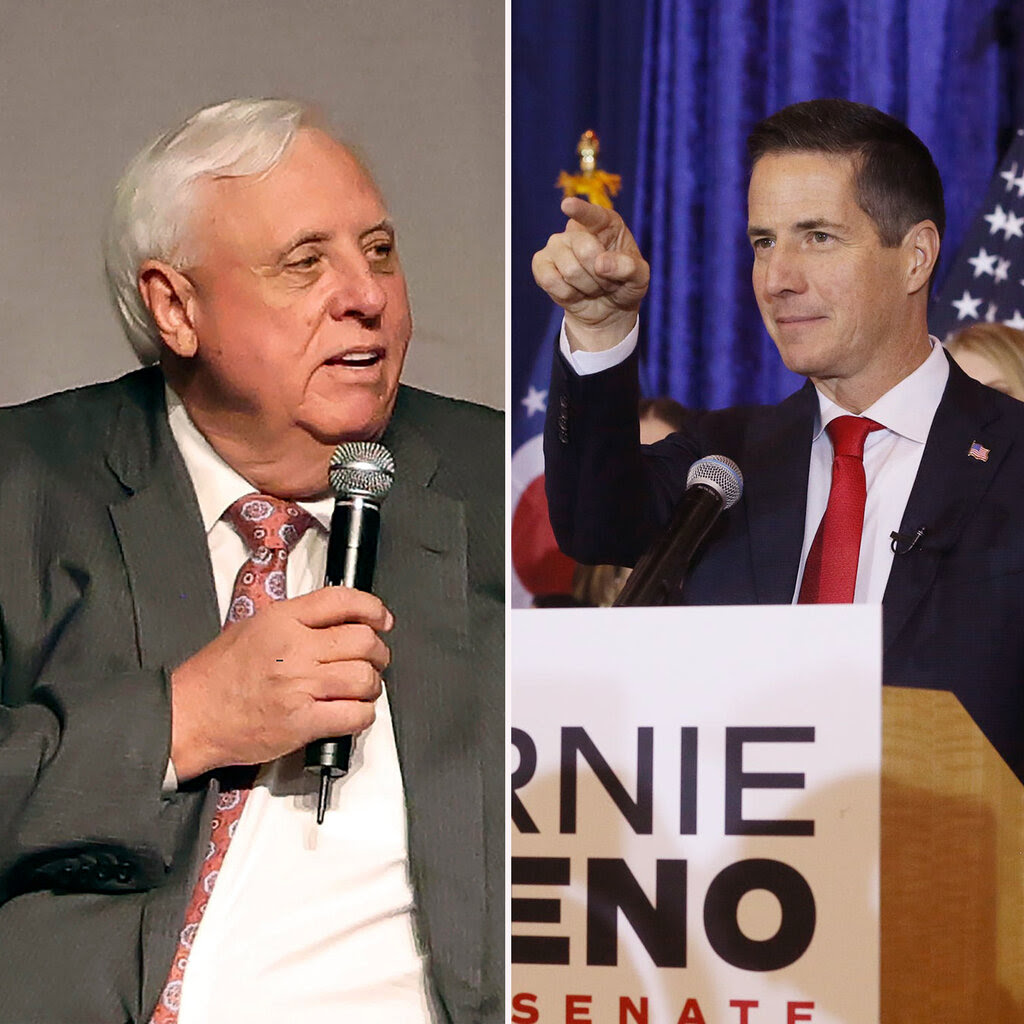 Two images: One of an older man with white hair, holding a microphone. The other a younger man giving a speech at a lectern. 