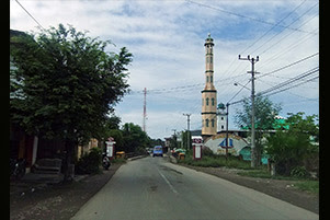 A street is lined with buildings and trees.