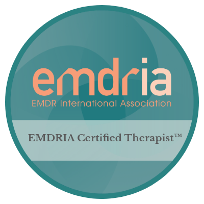 Digital badge for EMDR Certified Therapist credential with the EMDR International Association