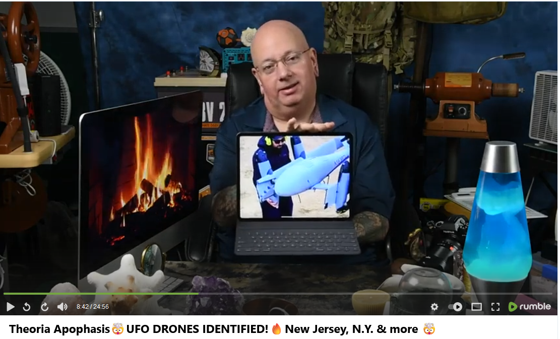 Screenshot of Rumble podcast about drones.