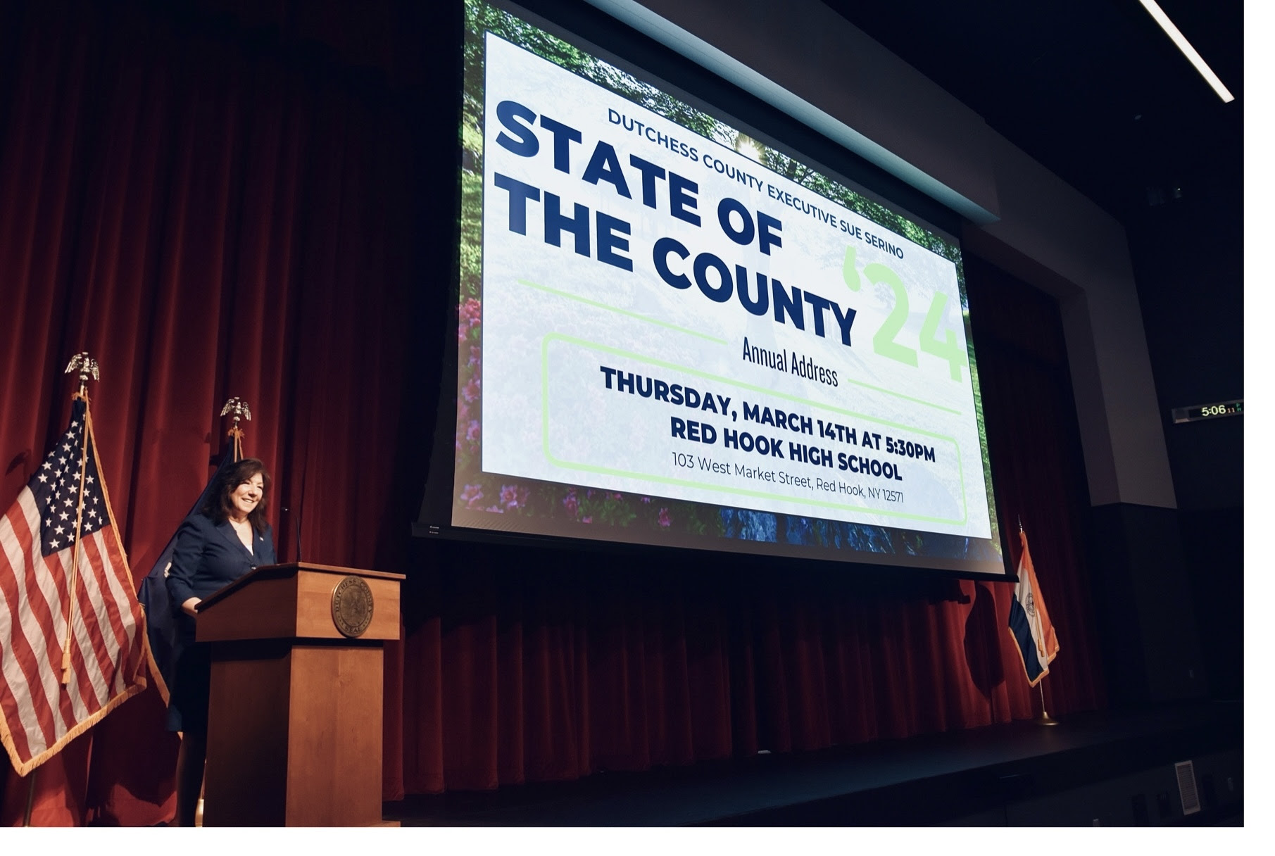 Dutchess County Executive Sue Serino presented her 2024 State of the County Address at Red Hook High School.