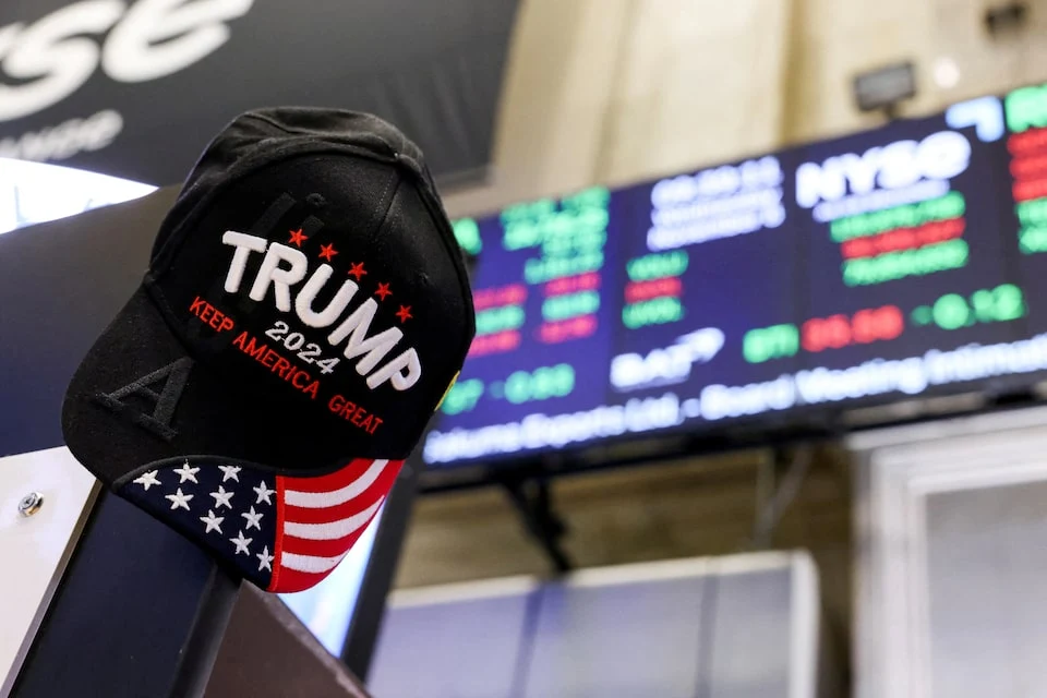 A view shows a hat in support of Republican Donald Trump, after he won the U.S. presidential election, at the New York Stock Exchange