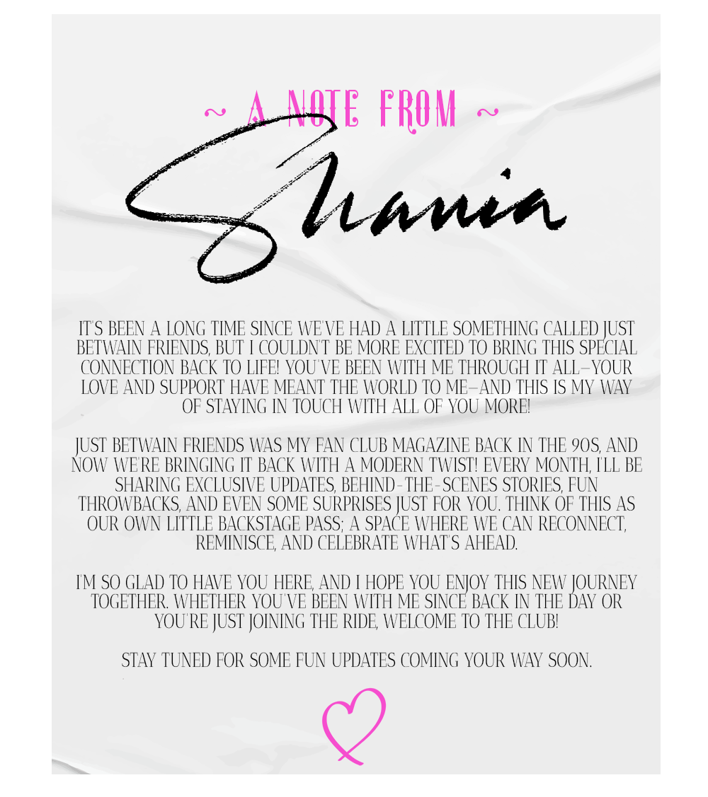 A NOTE FROM SHANIA