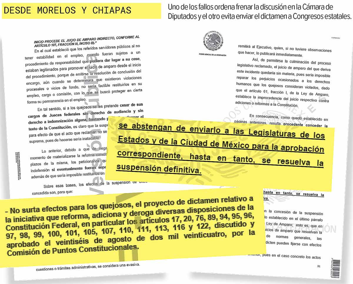 Textos de la suspensión de dos jueces.