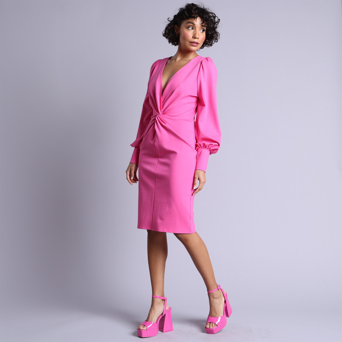 Image of Full Moon Twist Front Dress Pink