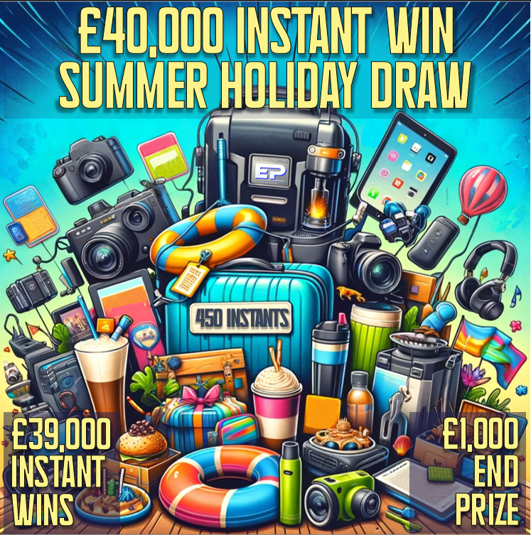 Image of WIN OUR £40,000 SUMMER HOLIDAY INSTANT WIN DRAW £39,000 OF INSTANT WINS - £1,000 END PRIZE!