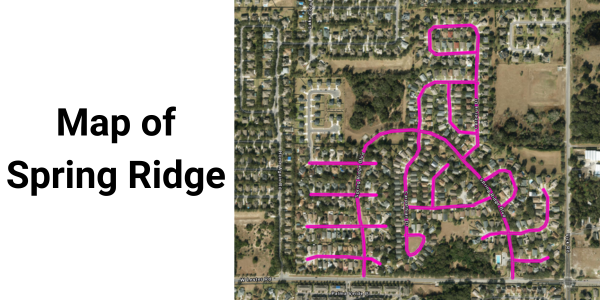 Map of Spring Ridge for 24/25 Roadwork