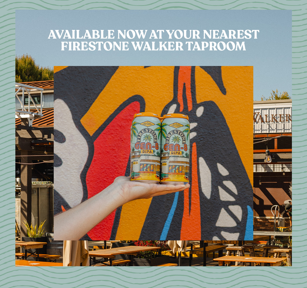 Image shows someone holding a 4-pack of our latest Propagator beer, GEN-8. The text reads, “Available now at your nearest Firestone Walker taproom” Click here to learn more.
