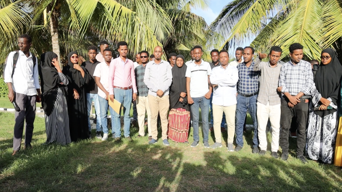 Journalists gather during the conclusion of the three-day consultation meeting