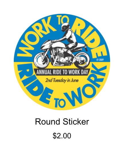 Ride To Work Round Sticker