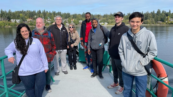 A group from Seattle Jobs Initiative toured the Tacoma and Eagle Harbor in September, learning about opportunities in the wheelhouse and engine room. 