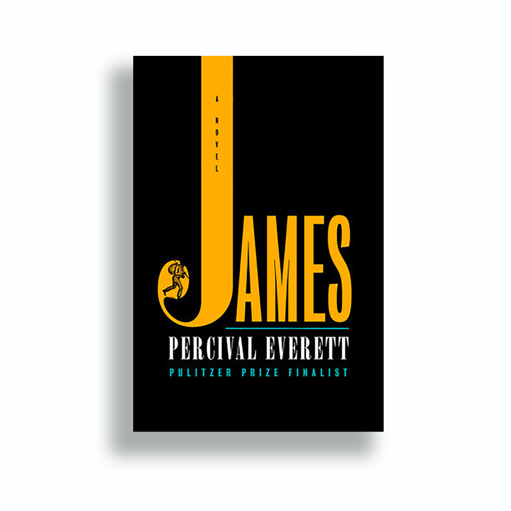 The cover of “James” is black. The title is in yellow, and the author’s name is in white.