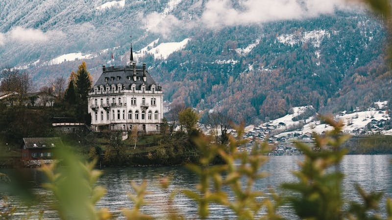 building on grass island during day