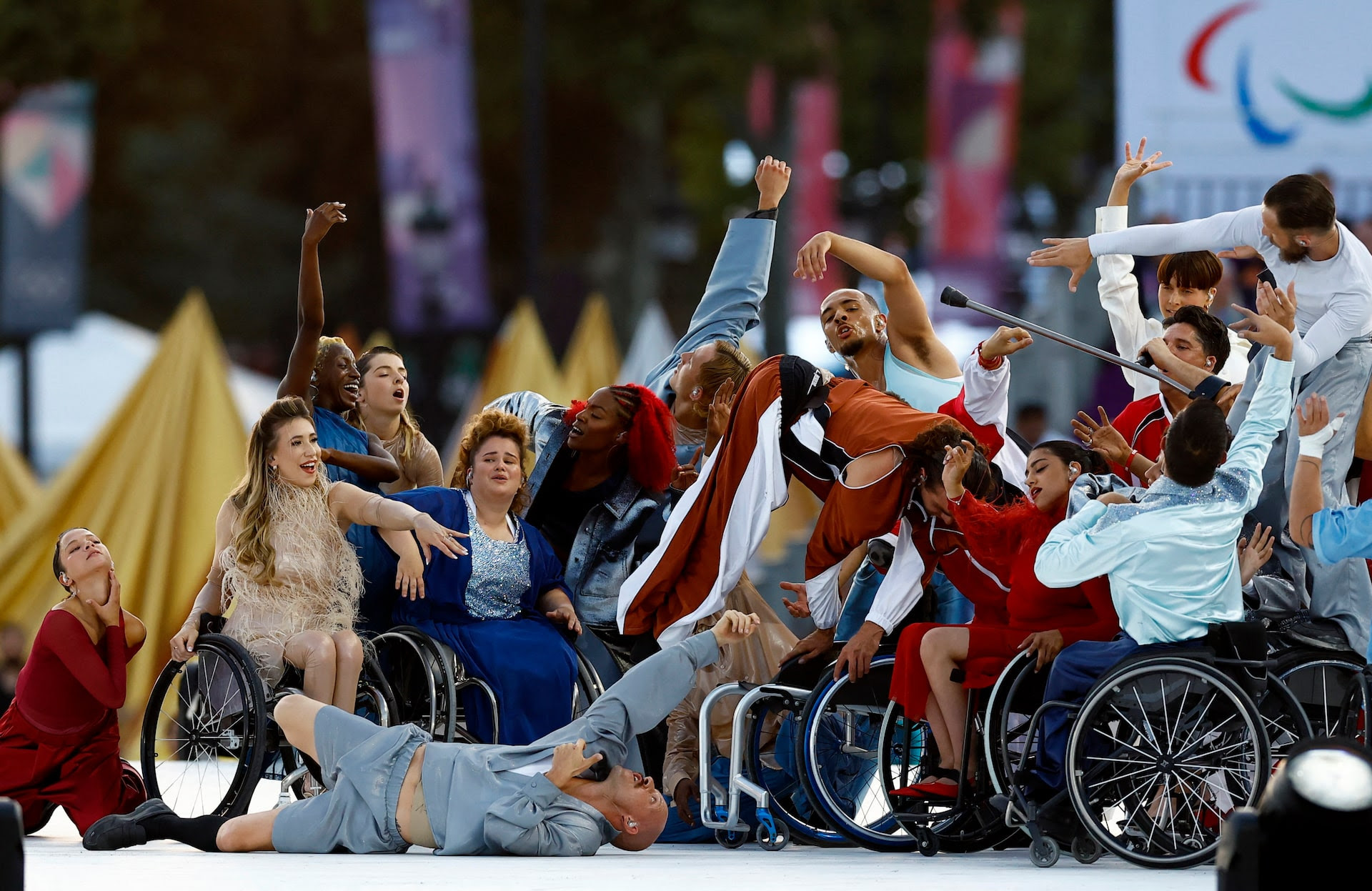 Performers during the Paralympics opening ceremony. REUTERS/Thomas Mukoya