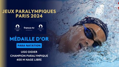 Para natation - Finale S9 400m nage libre (H) : Ugo Didier décroche la première médaille d'or tricolore