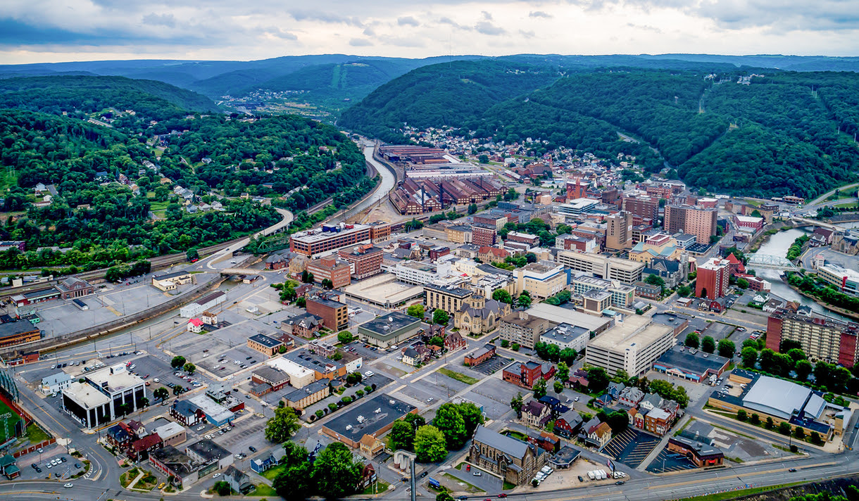 Aerial view of Johnstown, PA