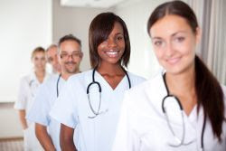 a photo of five medical students
