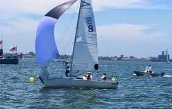 J/22 sailing match race in San Diego