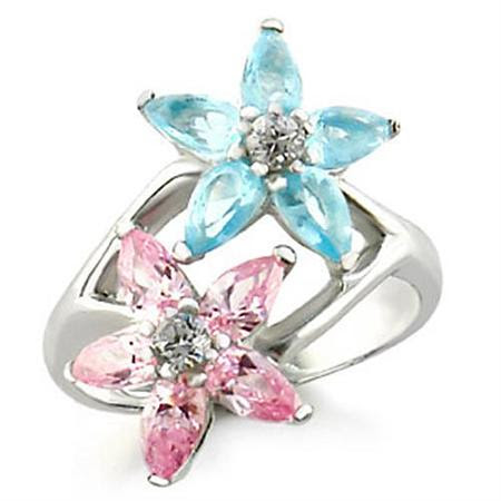 49811 - High-Polished 925 Sterling Silver Ring with AAA Grade CZ  in Multi Color