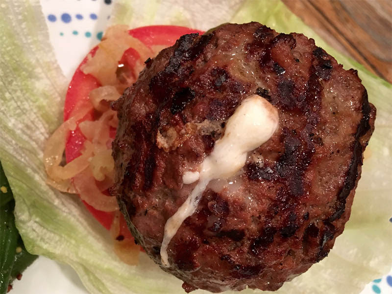 Cheese-Stuffed Lettuce Wrapped Burgers