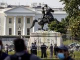 The White House is visible behind a statue of President Andrew Jackson in Lafayette Park, Tuesday, June 23, 2020, in Washington, with the word &amp;quot;Killer&amp;quot; spray painted on its base. Protesters tried to topple the statue Monday night. President Tump had tweeted late Monday that those who tried to topple the statue of President Andrew Jackson in Lafayette Park across the street from the White House faced 10 years in prison under the Veteran&#39;s Memorial Preservation Act. (AP Photo/Andrew Harnik)