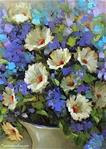 Blue Dapple White Daisies - Flower Paintings by Nancy Medina - Posted on Thursday, December 11, 2014 by Nancy Medina